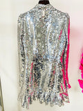 STREET Newest 2023 Designer Fashion Women's Long Sleeve Glitter Sequined Ruffles