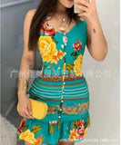 New Green Butterfly Printed A-Shaped Suspender Dress Is Available For Women.-Outfit