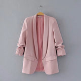 New Pleated Sleeve Sag Urban Leisure Candy Color Women's Suit Coat-Outfit