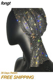 Stone Mesh Grid Trendy Wild Head Scarf Wrap Glitter Rhinestone Handmade Patchwork Celebrity Headband Turban Hair
