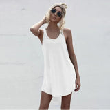 Size Casual O-neck Sleeveless Loose Off Shoulder Mini