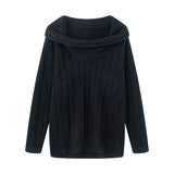 Fongt Vintage Lazy Wind Word Collared Knitted Shirt 2025 Autumn New French Babes Loose Collar Sweater