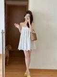 Fongt Women's Summer Pure Windy Backs And Eundressing Embroidery Sumpension Short Dresses