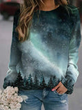 Landscape Flower Floral Print Long Sleeve