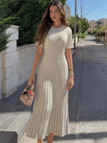 Ribbed Short Sleeve Maxi Dress&nbsp;-Outfit