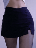 Lined Detail Split Cargo Mini Skirt-Outfit