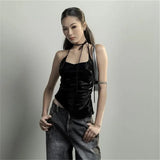 Fongt Summer Women's Solid Color Slim Fashion Hanging Neck Sling Sexy Back Vest Female-Outfit