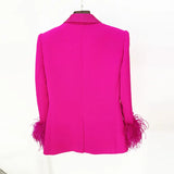 Fongt New Star Fashion Luxury Ostrich Feathers Hot Green Fruit Collar Suit Jacket