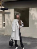 New Fashion Casual Round Collar Loose Stripe Fat Sleeve Knit Women's Top-Outfit