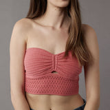 Fongt And Summer 2024 Explosion Women's Striped Net Color Sexy Hollow Bra Hair Weaving