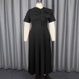 Fongt Elegant Waist-To-Threate Dress Rose-Red Large Bow Elegant Evening Dress Plus