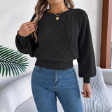 Shooting 2025 Autumn And Winter Pure Color Lantern Long Sleeves To Close The Waist Tidly Sweater Women's