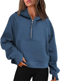 Fongt Autumn And Winter New Fashion Leisure Sports Half Zipper Hooded Short Plus Velvet Wear