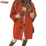 Woman Winter 2023 Fall/Winter Seven Minute Sleeve Button Lapel Pocket Wool Coat Women's Wear Women's Winter