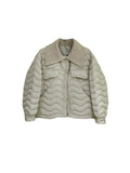 High-End White Duck Down Sweet Down Jacket Female Short Fashion Knitting Large Lapel Splicing Small Pressure Rubber Coat-Outfit