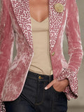 Fongt Women's Coat Suit Long Sleeve Collar Digital Print Top Small Suit