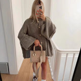 Fongt Women's INS Explosion Metal Buckle Cardigan Sweater