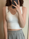 Rib V Neck Cropped Tank Top-Outfit