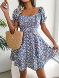 Wind Shooting 2025 Spring And Summer Temperament Broken Flower Tie With Waist Swing Dress Women's