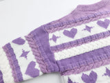 Purple Heart Print Stripe Sweater-Outfit