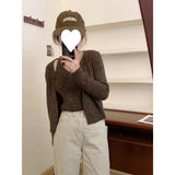 Fongt New Retro Color Yarn Sweater Coat Women Loose Knitted Slings Two