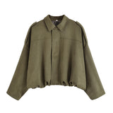 Fongt Color 2025 Spring And Autumn Leisure Tuffen Texture Collar Pilot Jacket Women B88824