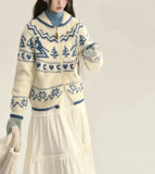 White Jacquard Zipper Cardigan-Outfit