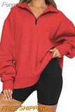 Loose Hoodies Women 2023 Winter Autumn Zip Long Sleeve Oversized Pullover Tops Solid Hoodie Korean Fashion Y2K