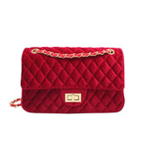 Solid Color Velvet Quilted Bag-Outfit