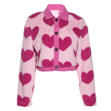 Fongt Autumn And Winter Women's New Fashion Heart Design Sense Loose Single Breasted Short Woolen Coat-Outfit