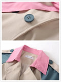 Long Trench Coats New Spliced Korean Double Breasted Gabardina Jackets Women Casual Loose Windbreaker Abrigos