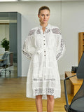 French Retro Court Dress 2025 Summer New Collar Embroidery Hollow Design Long-Sleeved Temperament