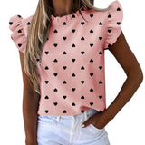 2021 New Short Sleeve Round Neck Print Shirt Female Fashion Plus Size Pullover Clothes Women's Summer Ruffle