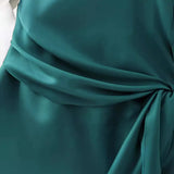 Knot Dress In Early Spring, Short Style Wiped Chest Dress 8144741-Outfit