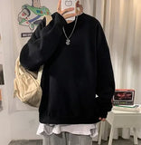 Men Harajuku Solid Color Sweatshirts Winter Y2k Casual O-Neck Oversized Pullovers Korean Hip Hop Long Sleeve Basic Clothes