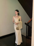 Fongt Xixi 2025 Autumn Dress New High-Waisted Vertiny Temperament Sling Dress High-End Long Dress Women 88096