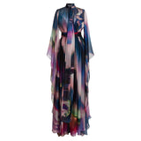 Fongt Spring Summer New Star Fashion Sleeves Phantom Print Dress Holiday Long Dress