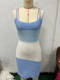 Fongt Summer New Sling Stripe Color Back Strap Knit Wool Dress Woman-Outfit