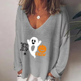 V-neck Long Sleeve Pullover Casual Loose