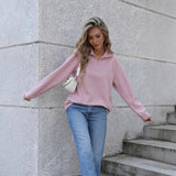 Fongt Wish Autumn Explosion Of Women's Hot Sales Of Pure Color Long Sleeve Zipper Collar