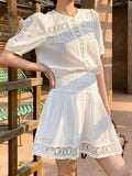 New French Shirt Women's Holiday Style Short-Sleeved Top + Short Skirt Set Women's Thin Shenzhen Oil