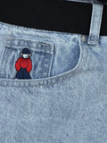 New Y2K Hip Hop Skateboard Loose Pokaifu Cartoon Embroidery Leisure-Outfit