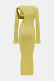 Ribbed Hollow Out Bralette Long Sleeve Maxi Dress-Outfit