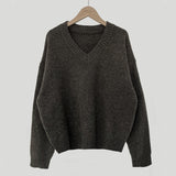 V-Neck Pullover Dark Academia Sweater-Outfit