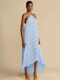 Halter Neck Ruched Midi Dress-Outfit