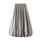 Fongt 2025 New High-Rise Thin Flower Thigh Lantern Skirt Mid-Length Skirt Women 0503
