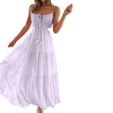 Ruched Tie-Up Strappy Maxi Dress-Outfit