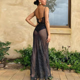 Dot Backless Sheer Maxi