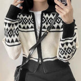 Vintage Jacquard Print Zip Up Cardgan-Outfit