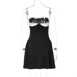 Strapless Upturned Flare Mini Dress-Outfit